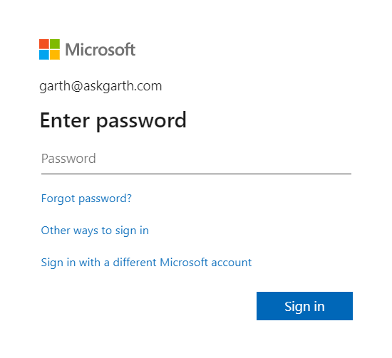 enter your onedrive password