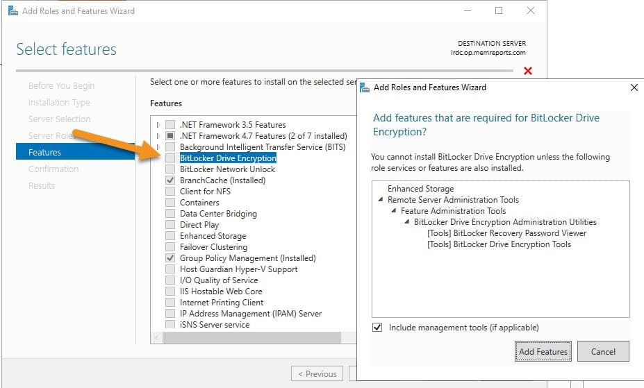 Install BitLocker Recovery Password Viewer on a AD DC.