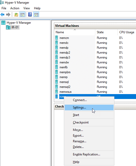 Setting TPM on a Hyper-V VM.