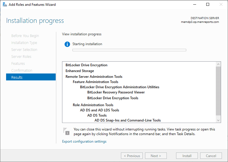 Waiting for BitLocker on a Windows Server to complete.