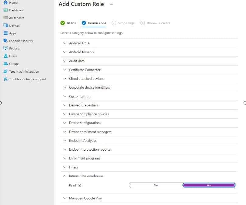 How to Create an Intune Data Warehouse Readers Group