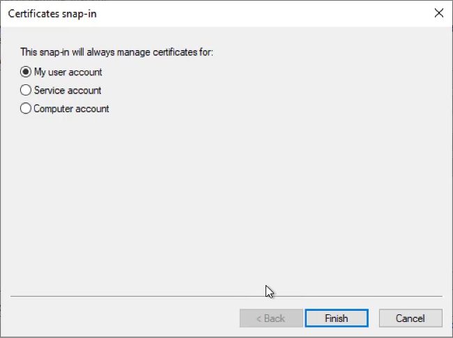 Managing Cert for My user account. 