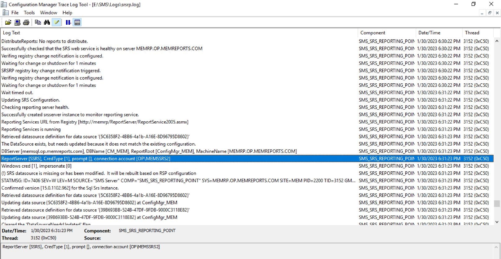 srsrp.log showing account permissions being applied. 