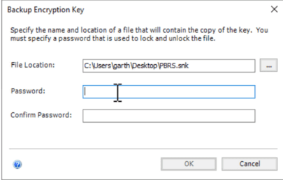 Enter password on Backup Encryption Key