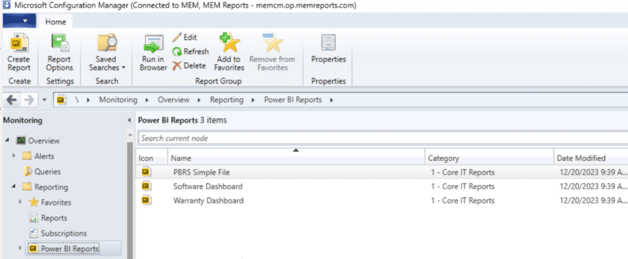 PBIX files listed within ConfigMgr Console