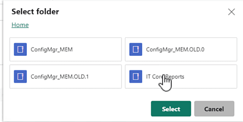 Selecting location for linked report