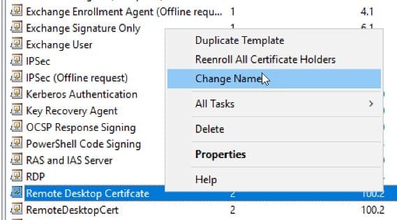 Using the Change Name option to grab template name. 