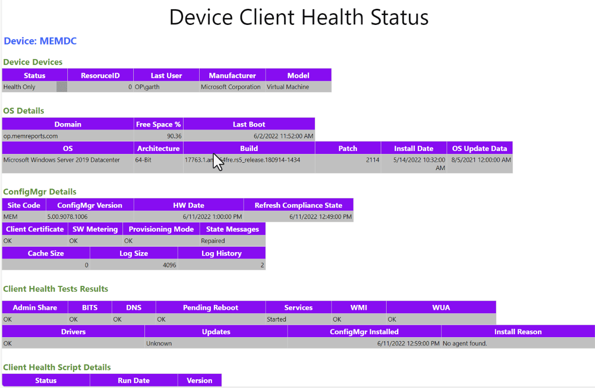 SSRS, a single device status. 