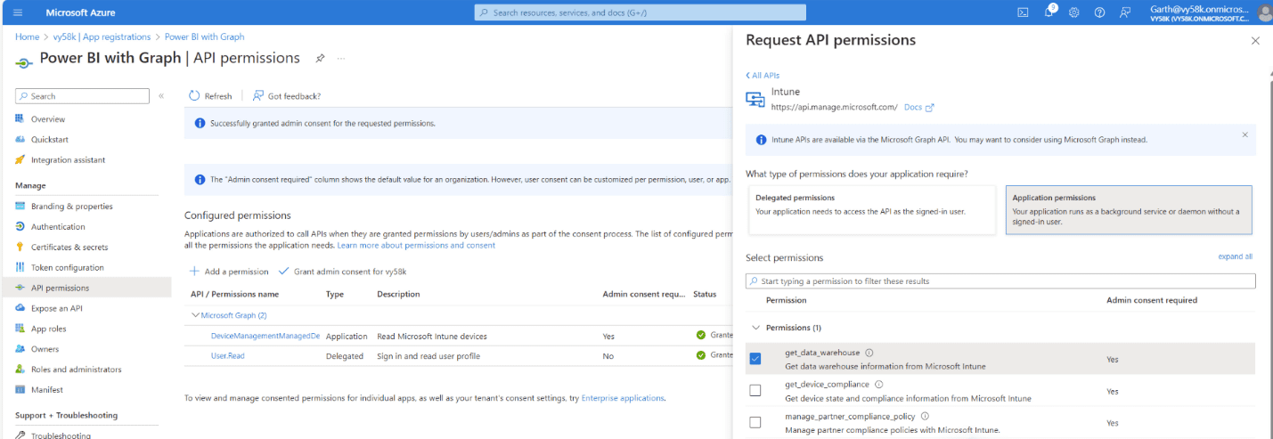 Adding Data warehouse permissions. 