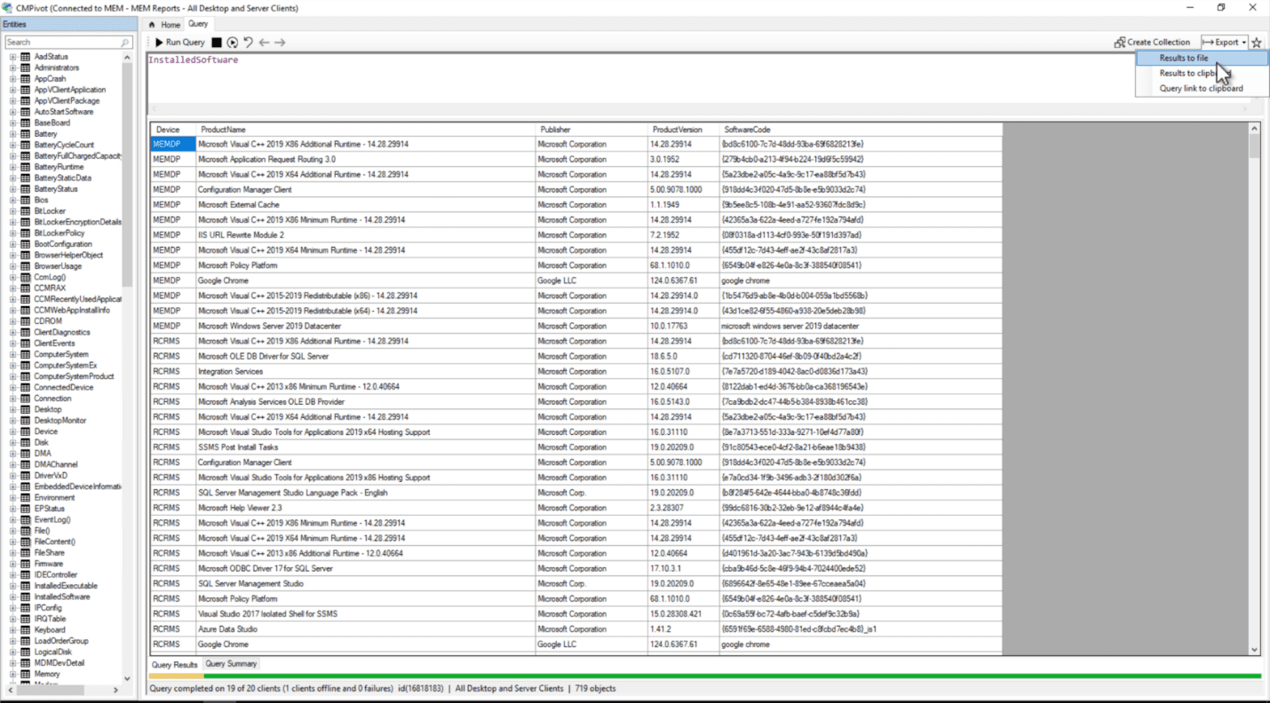 Exporting the results to a CSV file. 