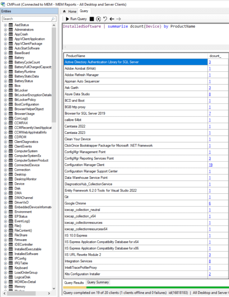 Results in a table format.